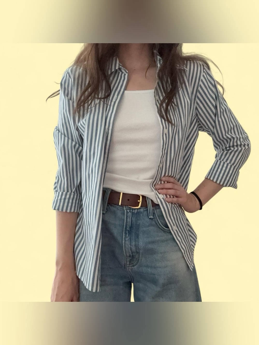 abercrombie & fitch blue and white stripped button down shirt